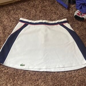 Lacoste Women's White and Navy Skater Skirt vintage from europe